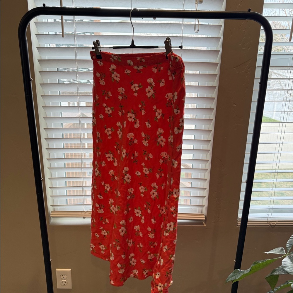 Old Navy Red Floral Maxi Skirt